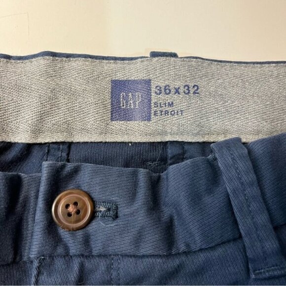 GAP Navy Blue Slim Cozy Stretch Twill Khakis, size 36x32 - Picture 7 of 9